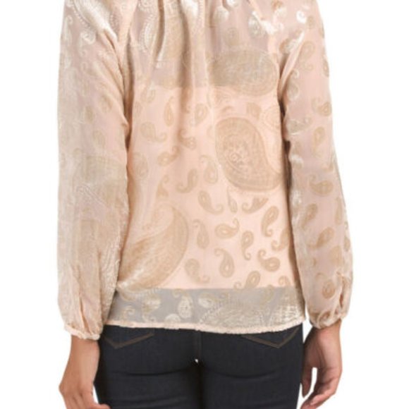 Nanette Lepore Tunic Blouse Cream Flowy Loose Romantic Holiday Party Size Medium - Picture 2 of 15